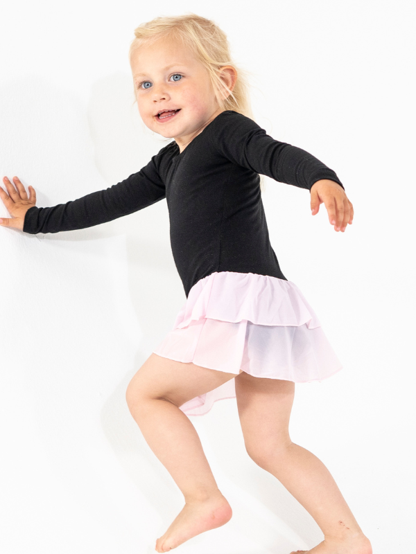 Gymnastikdragt m. skørt | NS-166 Black/Rosa