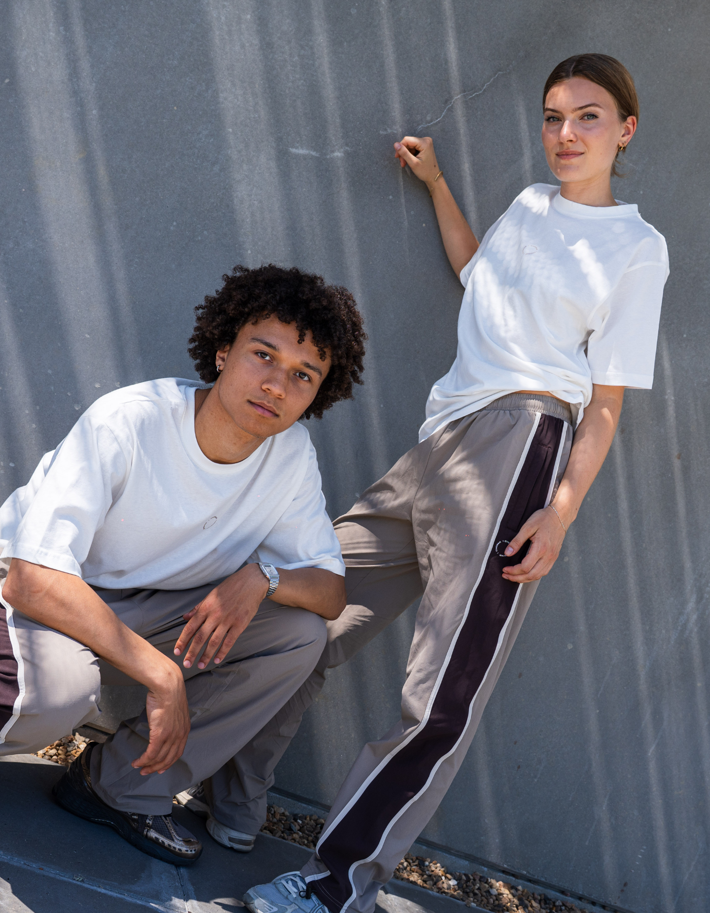 Tech stripe pants | Unisex | Beige