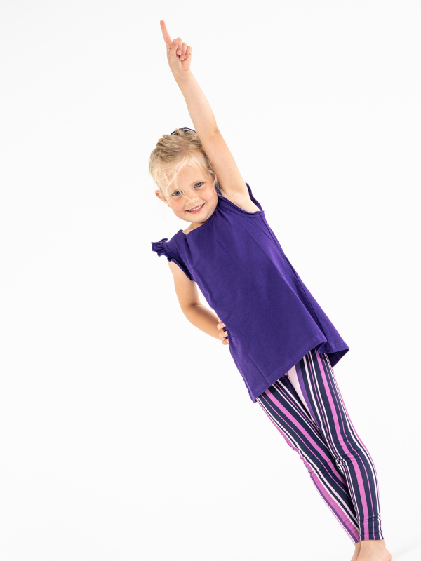 Leggings Børn | NS-142 | Oulet Purple Stripe