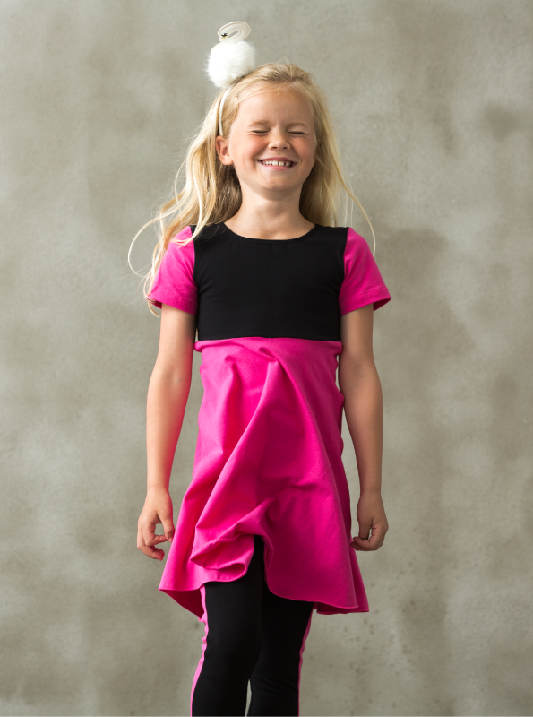 Kjole | NS-155 | Outlet Pink-black