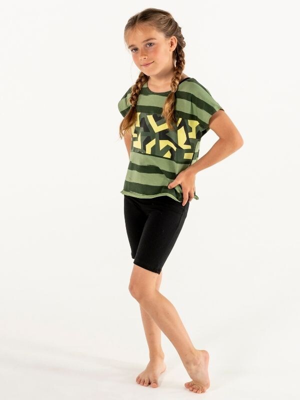 Top | NS-163 | Outlet Green Stripes