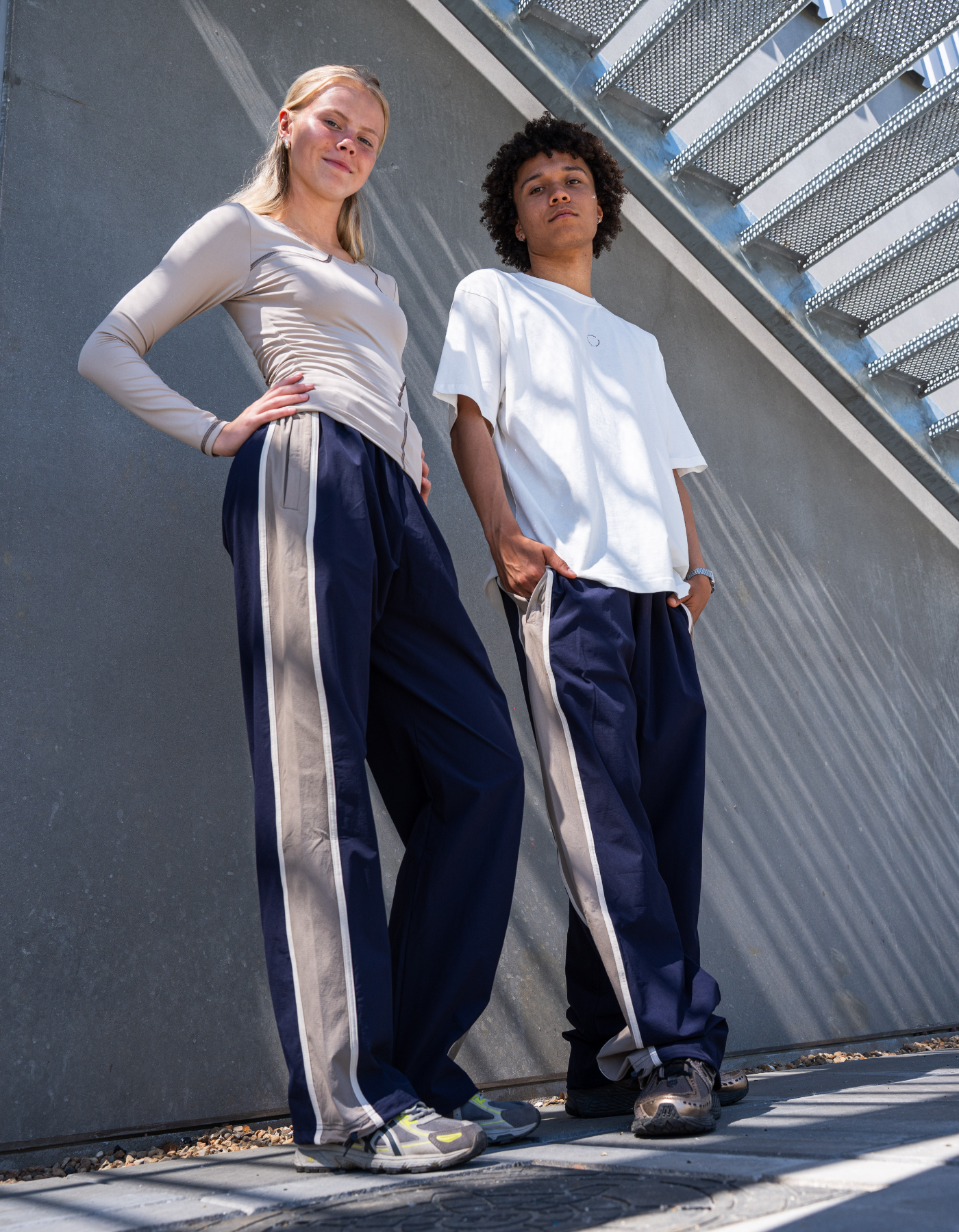 Tech stripe pants  | Unisex | Navy