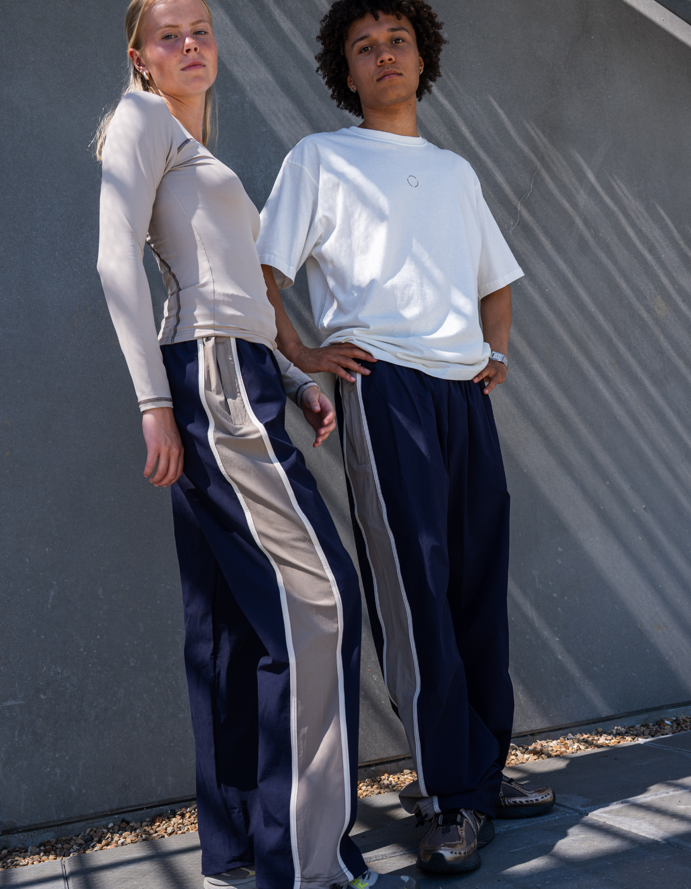 Tech stripe pants  | Unisex | Navy