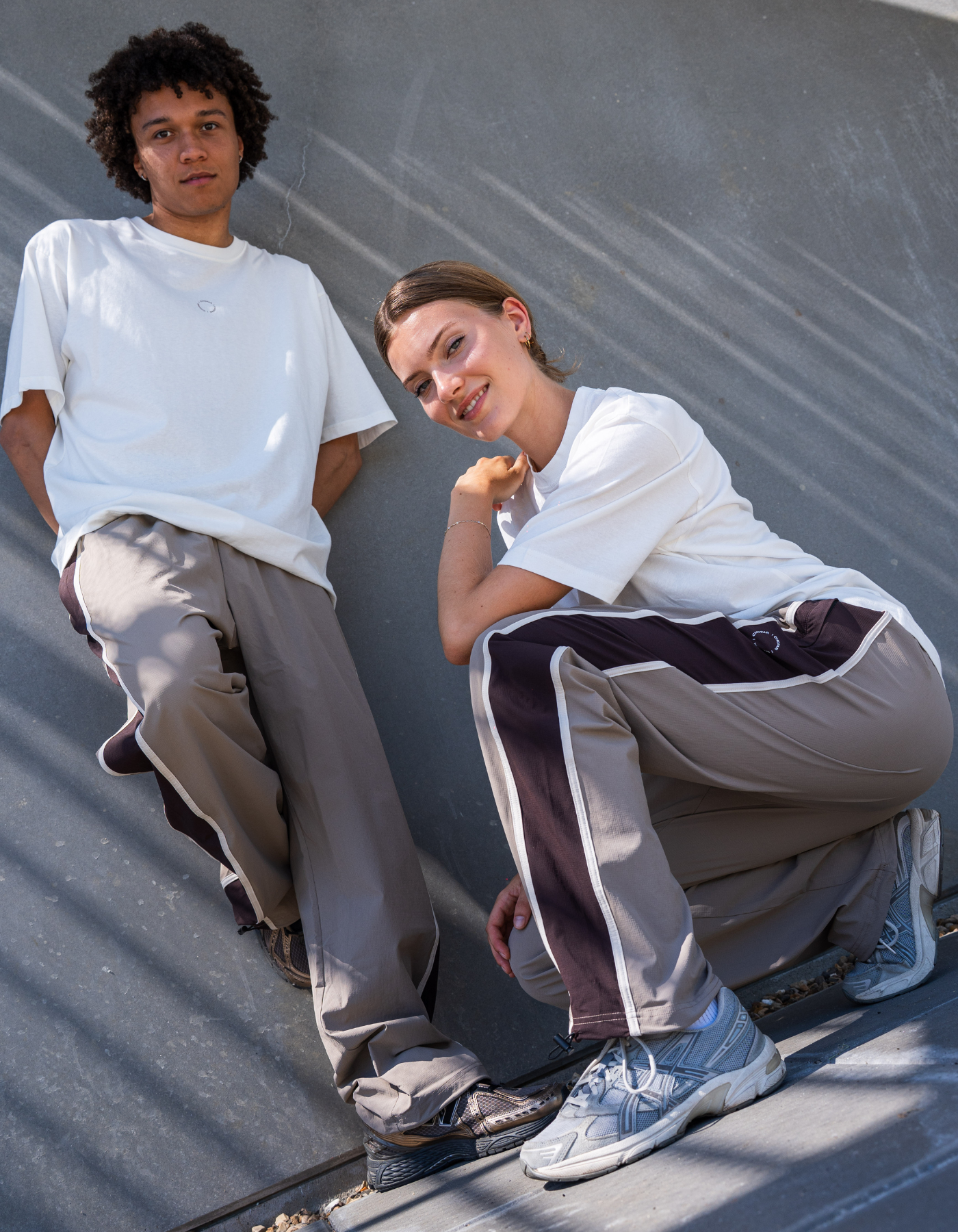 Tech stripe pants  | Unisex | Beige